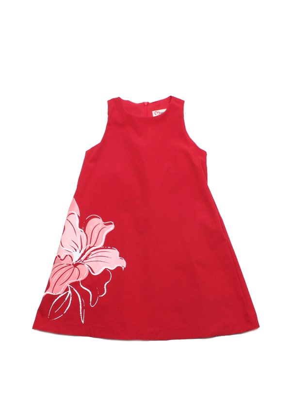 Big Floral Premium Girl's Dress RED