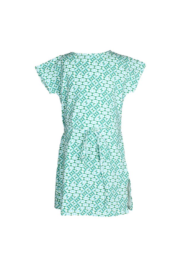Geometric Tiles Print Girl's Dress GREEN