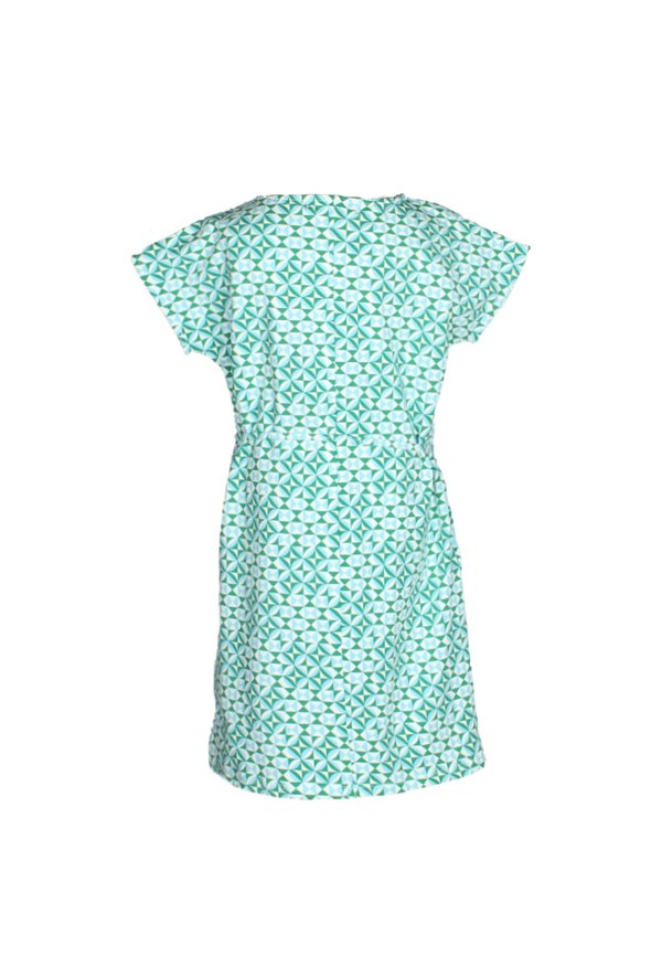 Geometric Tiles Print Girl's Dress GREEN
