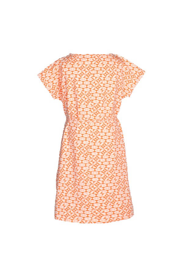Geometric Tiles Print Girl's Dress ORANGE