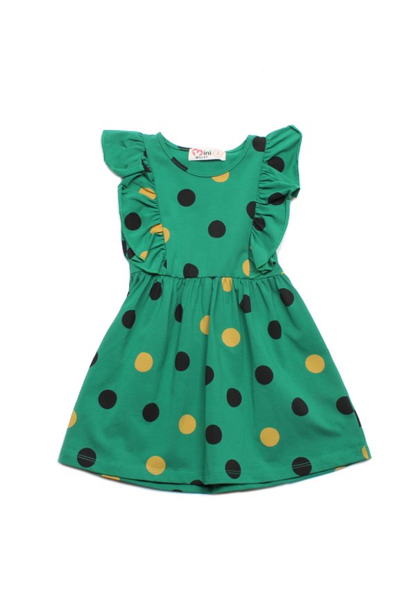 Polka Dot Girl's Flutter Dress GREEN