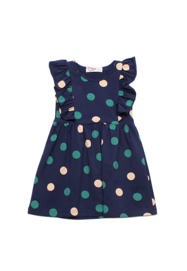 Polka Dot Girl's Flutter Dress NAVY