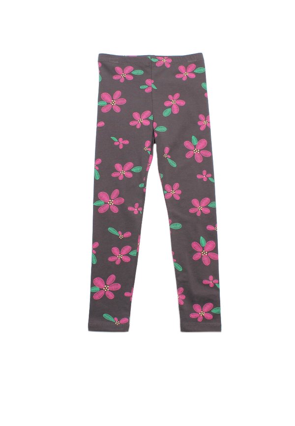 Floral Prints Girl's Leggings GREY