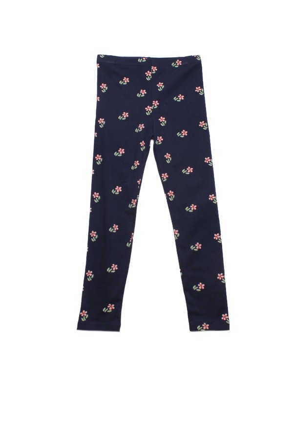 Floral Prints Girl's Leggings NAVY