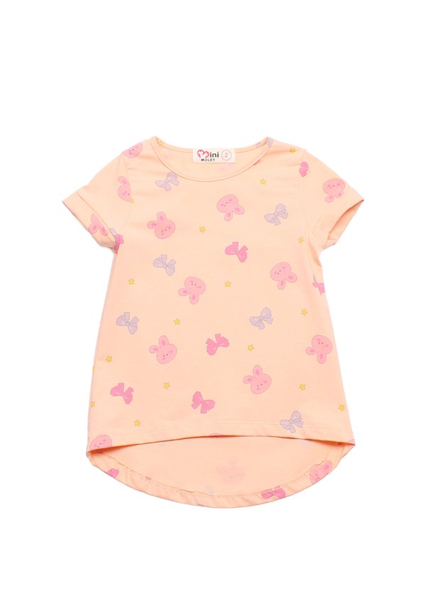 Bunny & Ribbons Print Girl's T-Shirt PINK