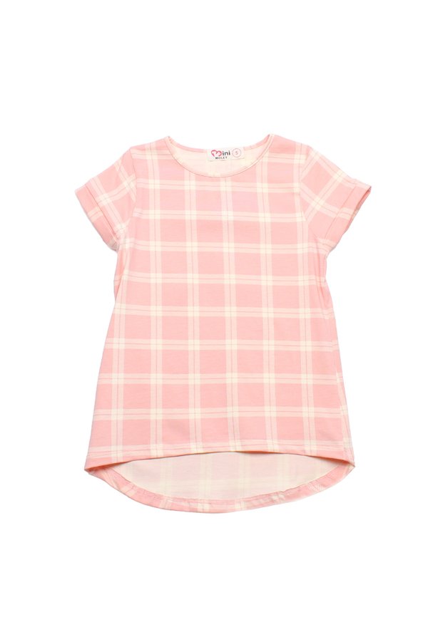 Checkered Design Girl's T-Shirt PINK