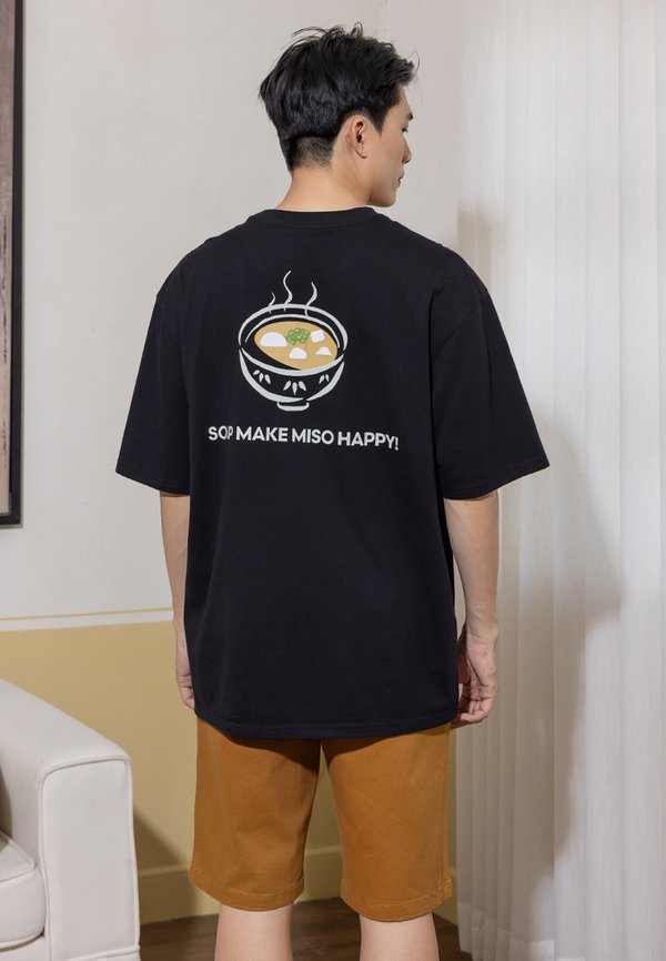 Miso Japan Fun Premium Oversized Men's T-Shirt BLACK