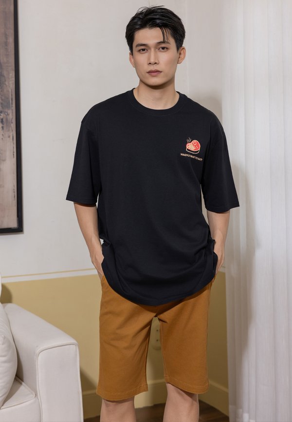 Wagyu Japan Fun Premium Oversized Men's T-Shirt BLACK