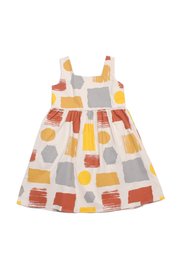 Brush Prints Premium Girl's Linen Dress KHAKI