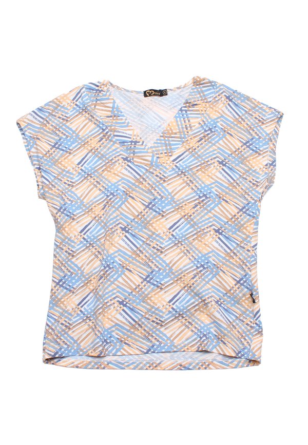 Criss Cross Prints Ladies' V Blouse BLUE