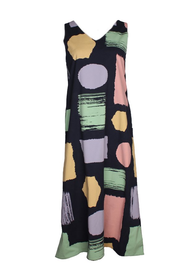 Brush Prints Premium Ladies' 2 Way Linen Dress NAVY