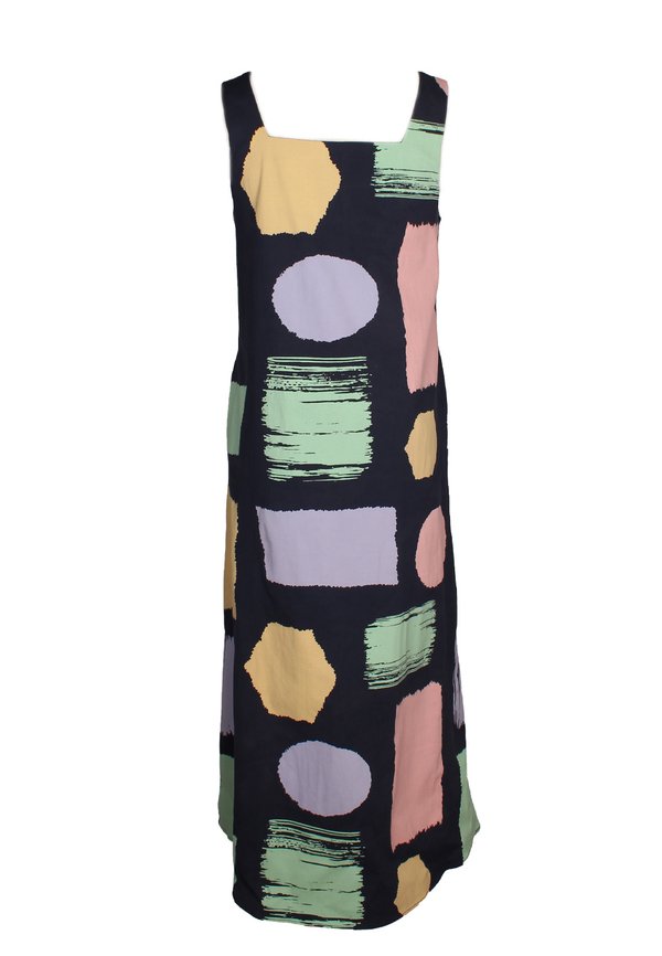 Brush Prints Premium Ladies' 2 Way Linen Dress NAVY