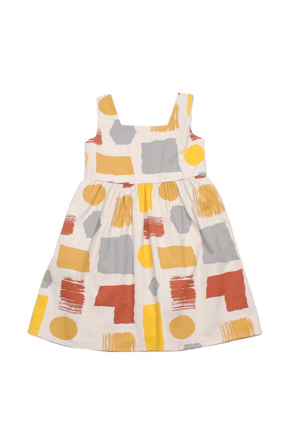 Brush Prints Premium Girl's Linen Dress KHAKI