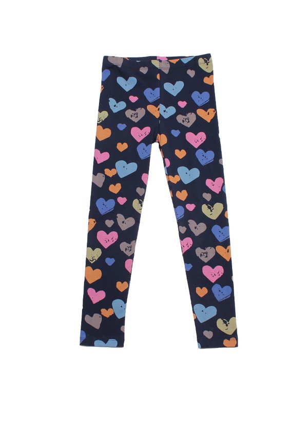 Hearts Prints Girl's Leggings NAVY