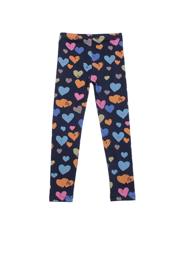 Hearts Prints Girl's Leggings NAVY