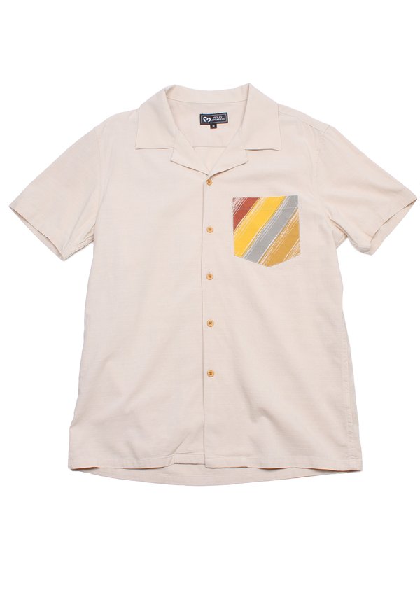 Brush Prints Pocket Premium Short Sleeve Men's Shirt KHAKI
