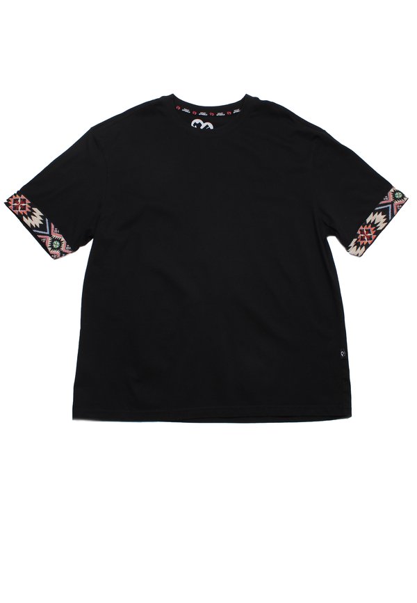 Tribal Sleeve Trims Oversized Men's T-Shirt BLACK