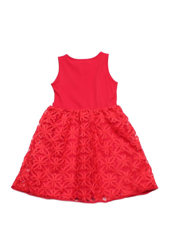Floral Star Premium Tulle Girl's Bubble Dress RED
