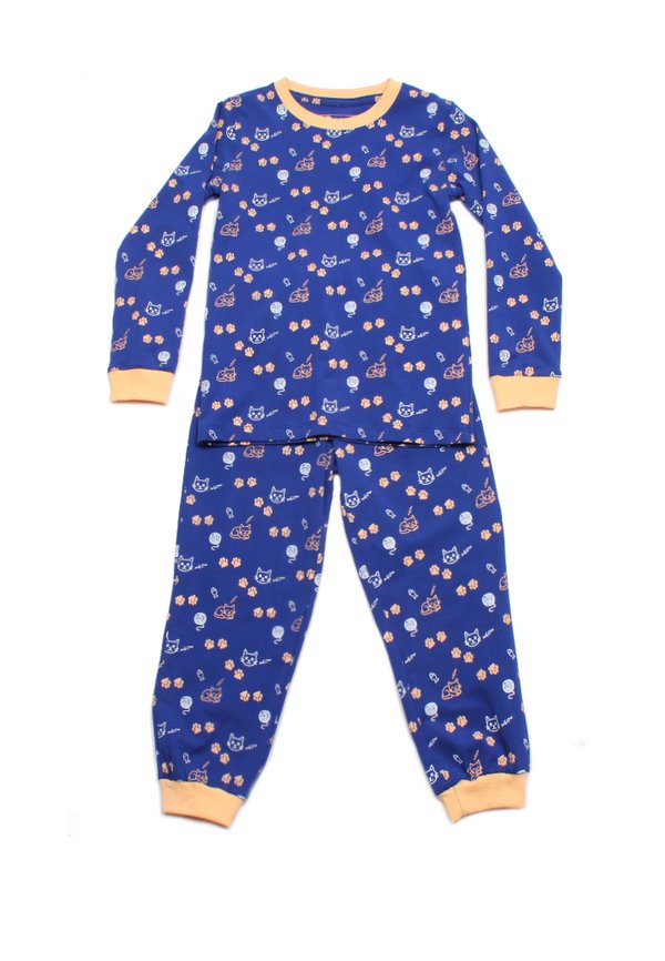 Cat Prints Premium Kids' Pyjamas Set NAVY