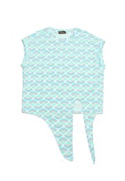 Sea Shells Ladies' Knotted Blouse CYAN