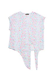 Floral Petal Ladies' Knotted Blouse BLUE