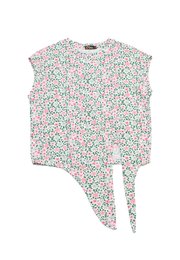 Floral Petal Ladies' Knotted Blouse GREEN