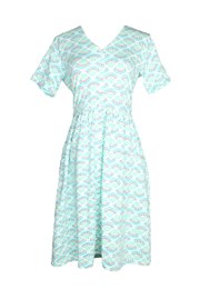 Sea Shells Premium Ladies' Button Down Dress CYAN