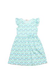 Sea Shells Fluff Sleeve Girl's Dress CYAN