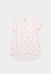 Heart Print Design Print Girl's T-Shirt WHITE