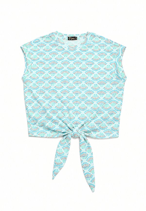 Sea Shells Ladies' Knotted Blouse CYAN