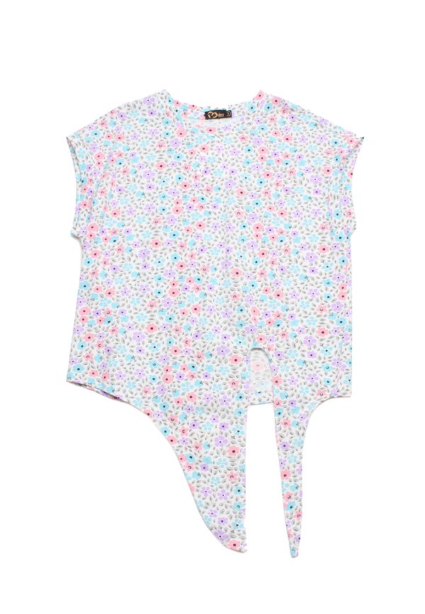 Floral Petal Ladies' Knotted Blouse BLUE