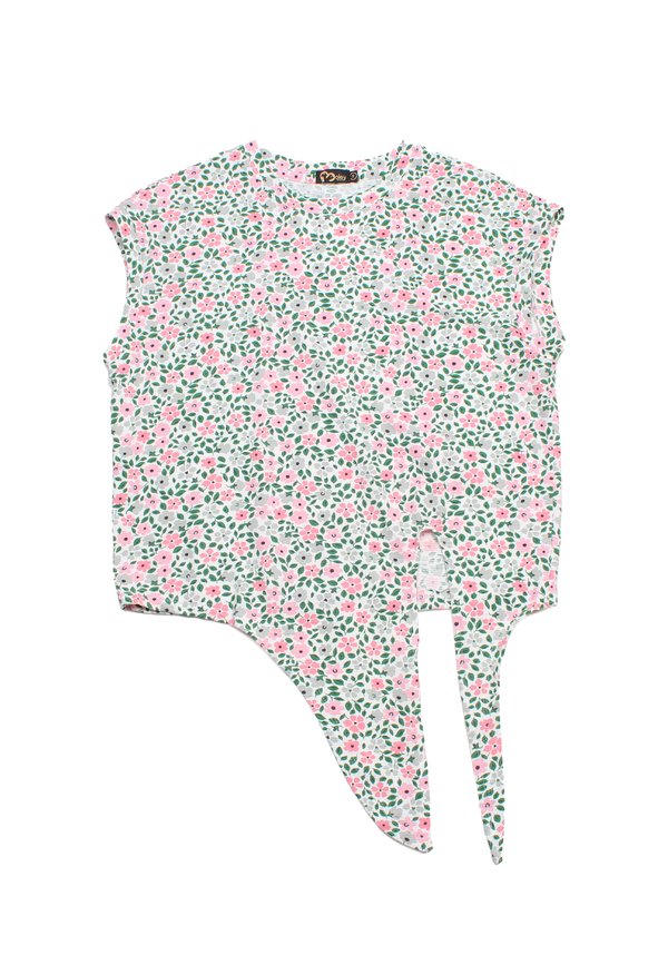 Floral Petal Ladies' Knotted Blouse GREEN