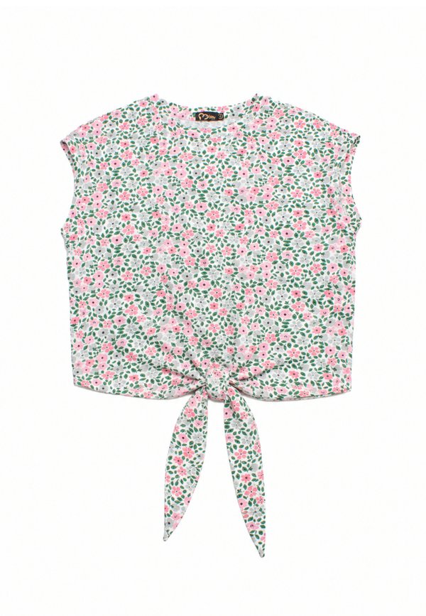 Floral Petal Ladies' Knotted Blouse GREEN