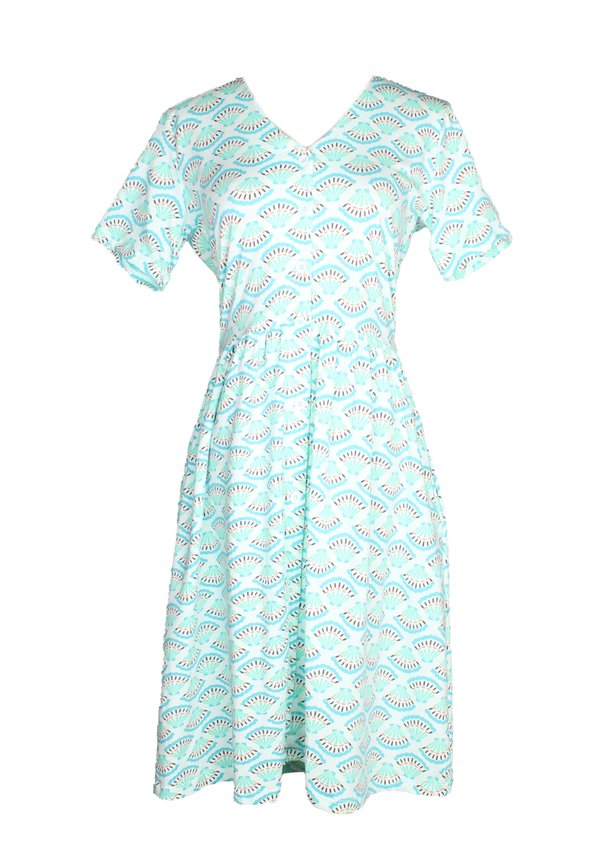 Sea Shells Premium Ladies' Button Down Dress CYAN