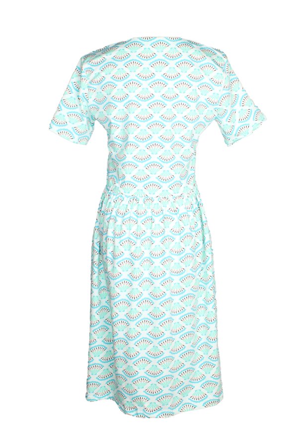 Sea Shells Premium Ladies' Button Down Dress CYAN