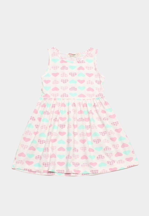 Heart Print Design Girl's Dress WHITE