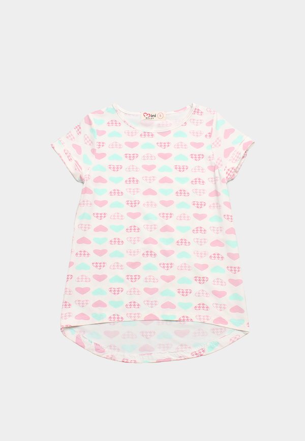 Heart Print Design Print Girl's T-Shirt WHITE