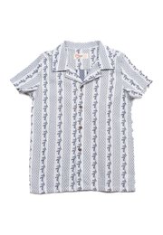Classic Elegant Embossed Prints Short Sleeve Boy's Shirt GREY