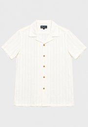 Classic Elegant Embossed Prints Short Sleeve Men's Shirt WHITE