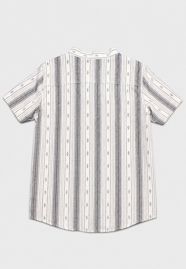 Korean Vertical Stripe Mandarin Collar Short Sleeve Boy's Shirt WHITE