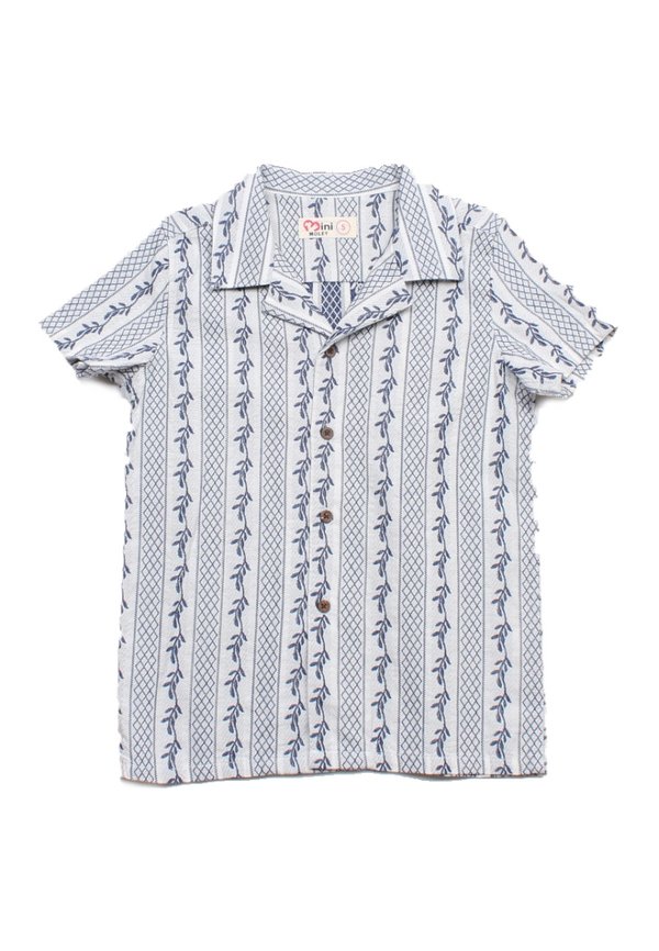 Classic Elegant Embossed Prints Short Sleeve Boy's Shirt GREY