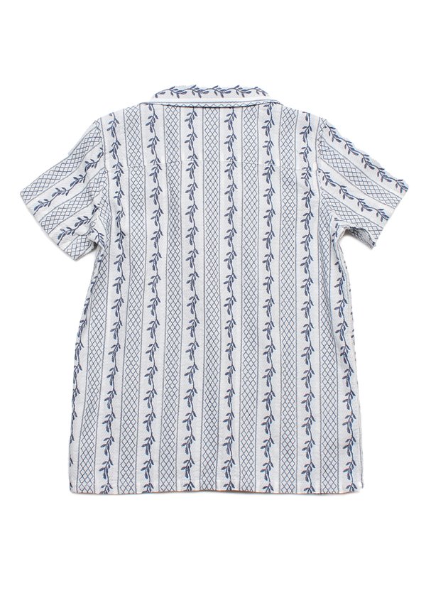Classic Elegant Embossed Prints Short Sleeve Boy's Shirt GREY
