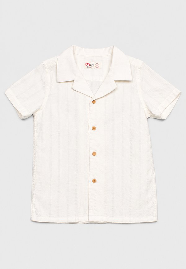 Classic Elegant Embossed Prints Short Sleeve Boy's Shirt WHITE