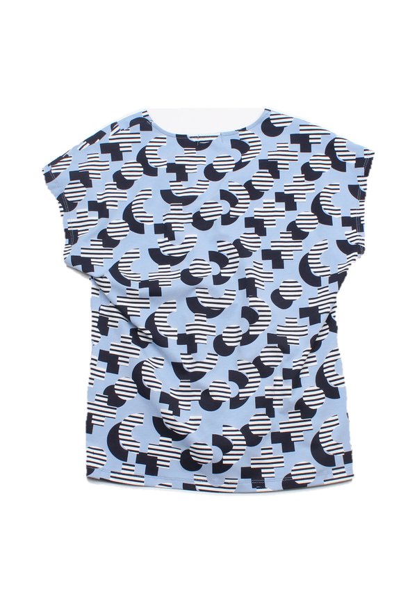 Abstract Print Ladies' V Blouse BLUE