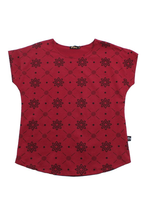 Floral Tiles Prints Ladies' Blouse RED