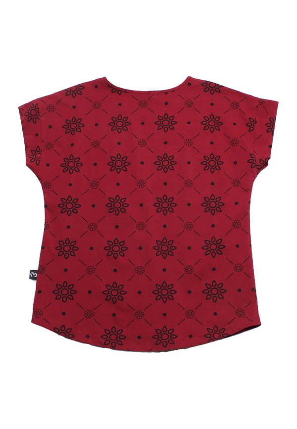 Floral Tiles Prints Ladies' Blouse RED