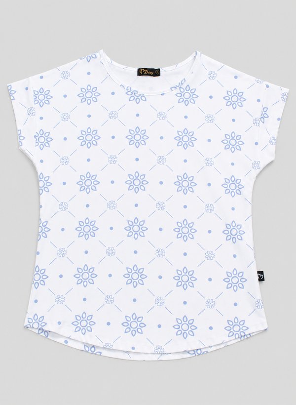 Floral Tiles Prints Ladies' Blouse WHITE