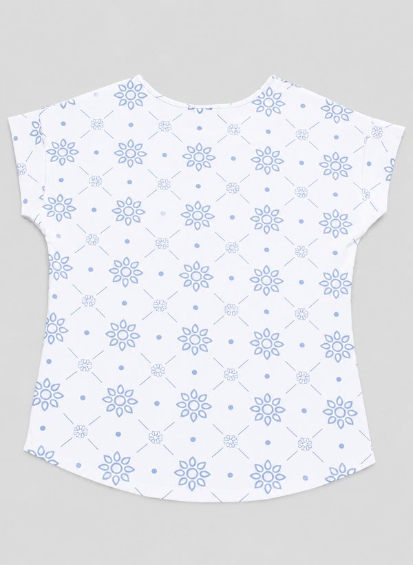 Floral Tiles Prints Ladies' Blouse WHITE