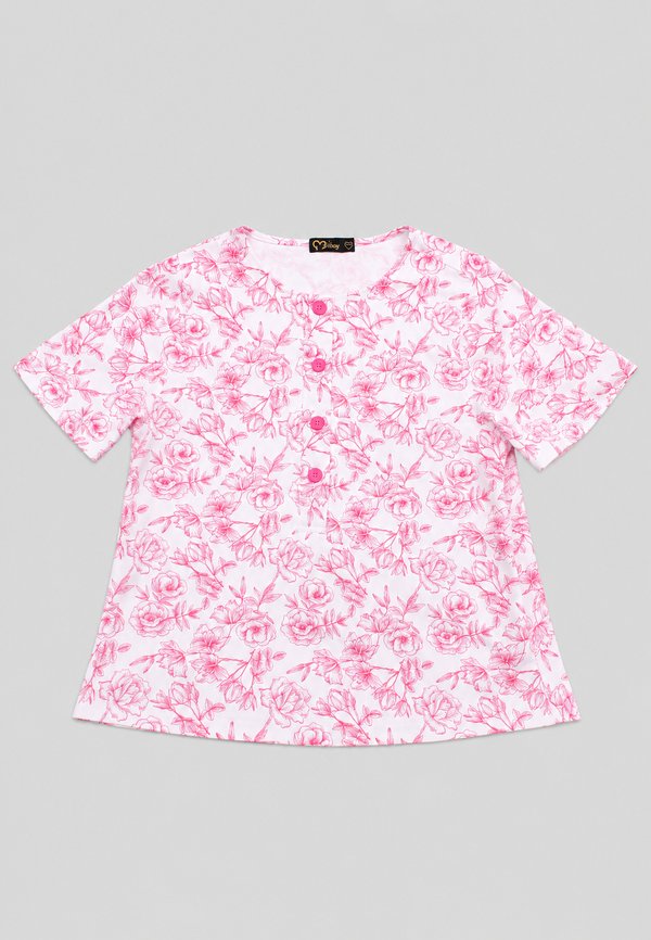 Floral Outline Drawing Button Top Ladies' Blouse RED