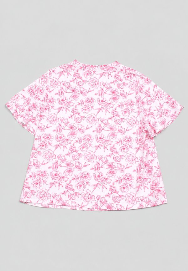 Floral Outline Drawing Button Top Ladies' Blouse RED